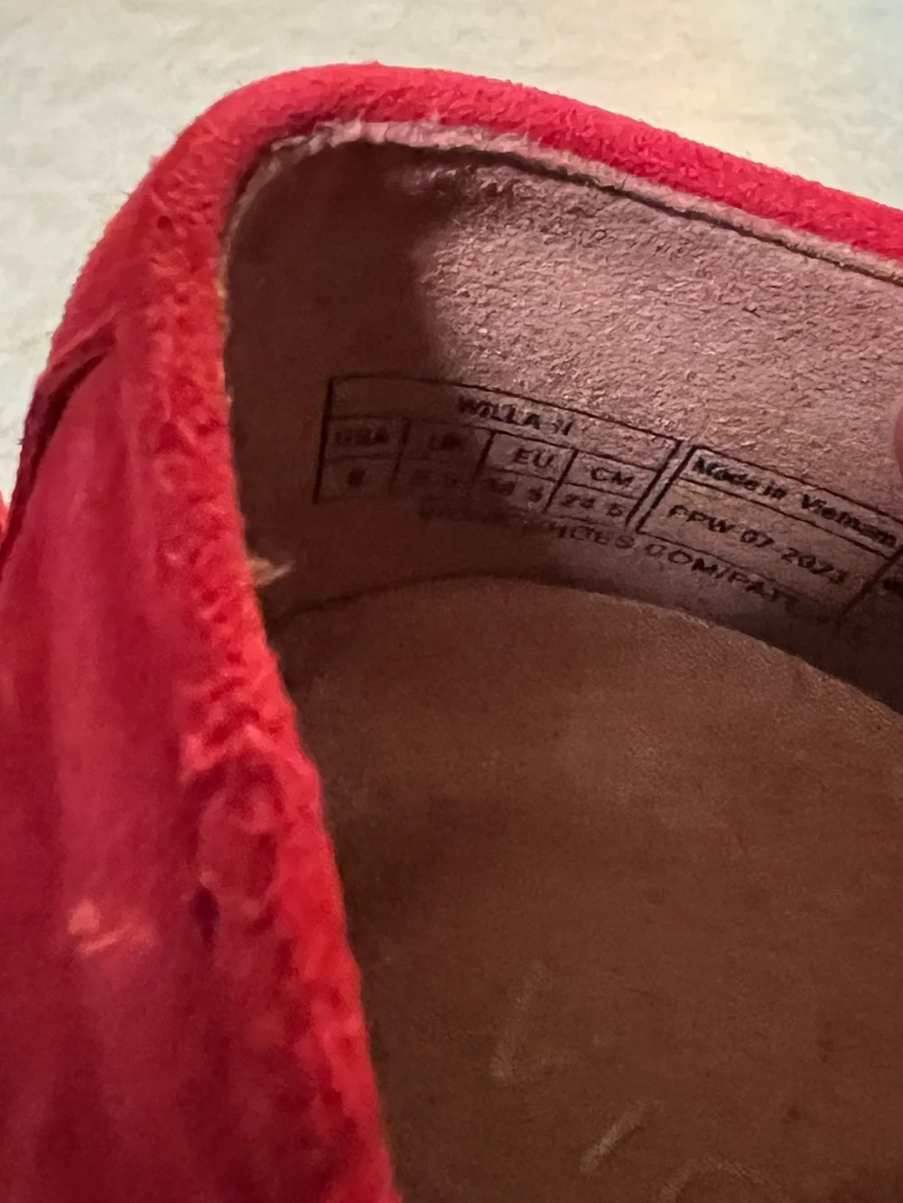 Vionic Willa red suede slip on loafers in size 8. Great shape.